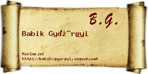 Babik Györgyi névjegykártya