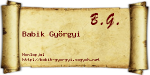Babik Györgyi névjegykártya